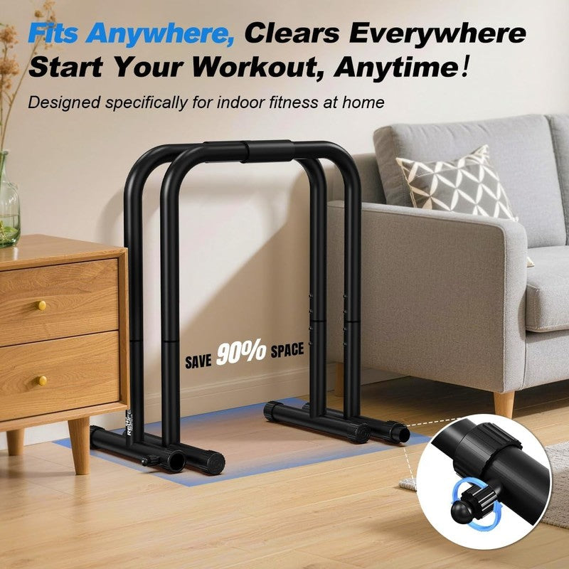 Heavy Duty Dip Station Parallette Push Up & Dip Stand Fitness Workout Bar6