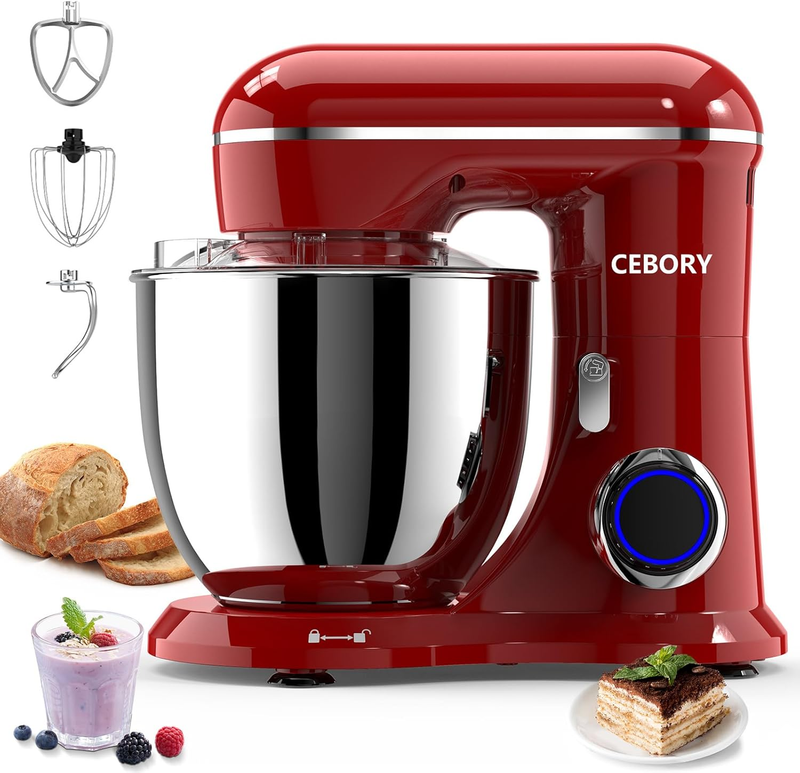 3-in-1 Stand Mixer 6.5QT 660W 10-Speed w/ Dough Hook Whisk Beater10