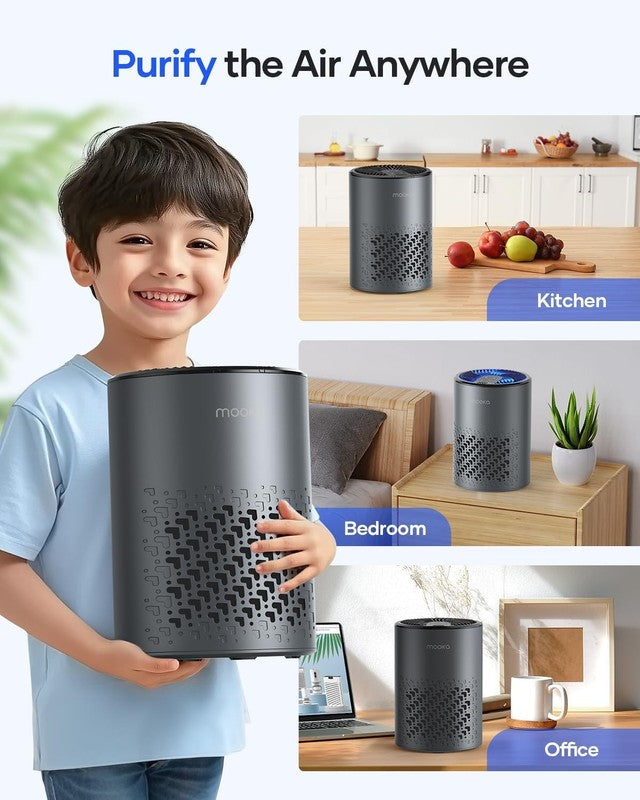 Air Purifier for Bedroom Home Pets w/ Fragrance Sponge Smoke Dust Odor Grey7