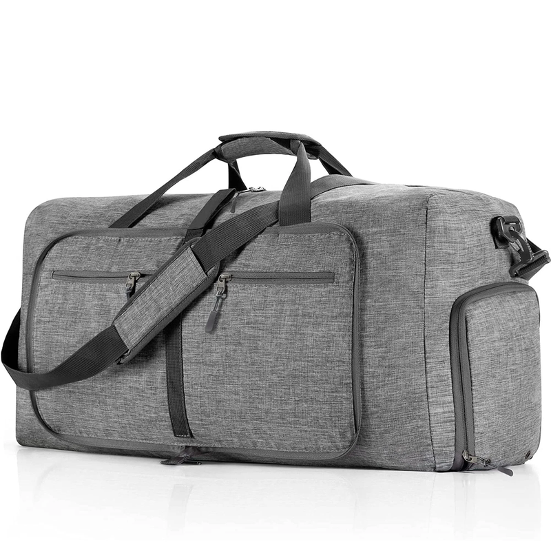 24" Large Travel Duffle Bag for Men, 65L Foldable Travel Duffel Bag with Shoes C10