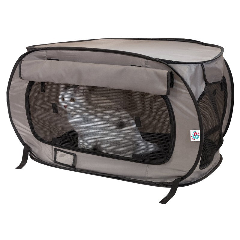 Medium Soft-Sided Pop-Open Cat & Dog Travel Kennel, Gray5
