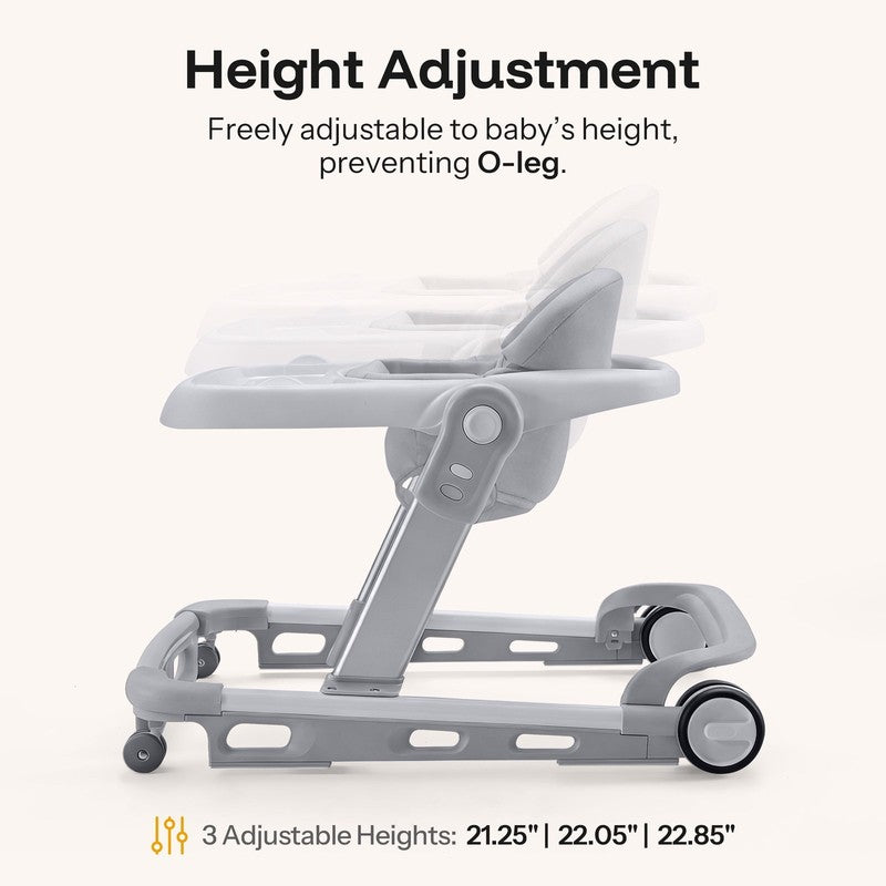 Baby Walker for Babies 6-18 Months, Anti-Rollover, Seat and Height Adjustable, W4
