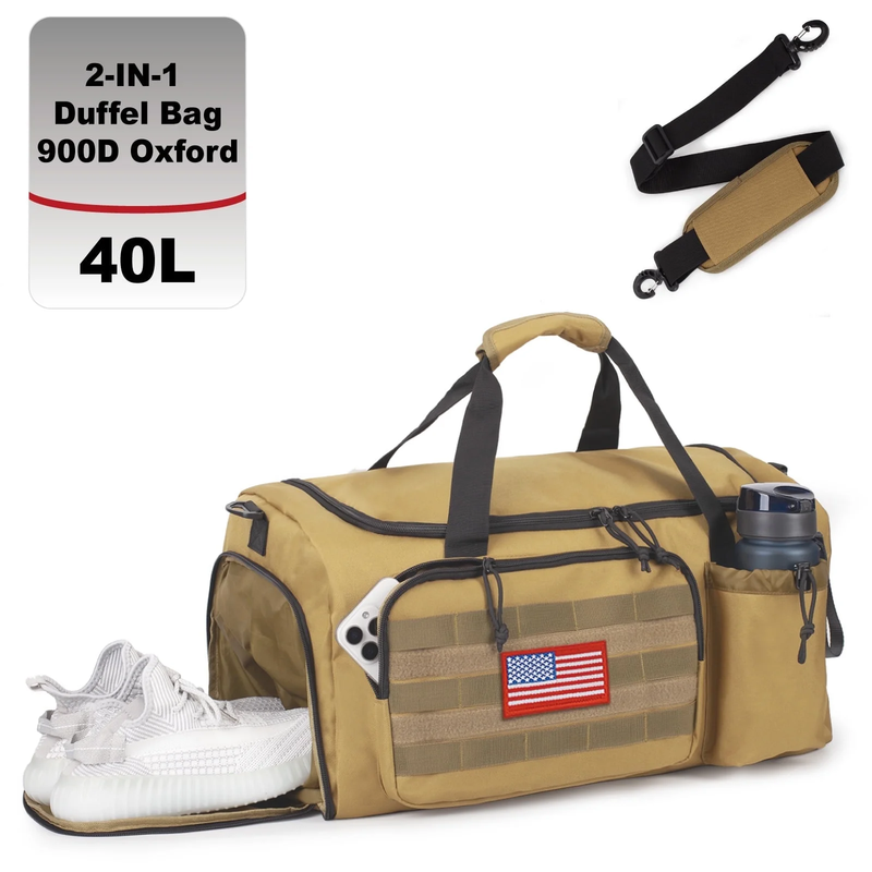2 In 1 Gym Duffle Bag 40L Convertible Travel Bag Shoes Compartment Luggage0