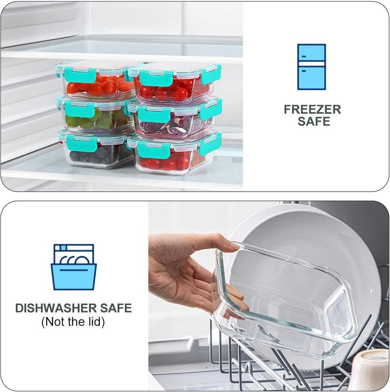 10 Pack 22oz Glass Meal Prep Containers Airtight BPA Free Green3