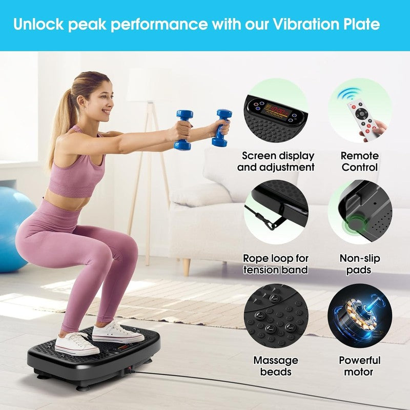 Vibration Plate Exercise Machine 450lb Whole Body Workout w/ Bands2