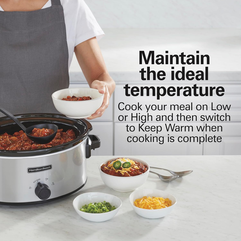 6-Quart Slow Cooker with 3 Cooking Settings, Dishwasher-Safe Stoneware Crock & G4