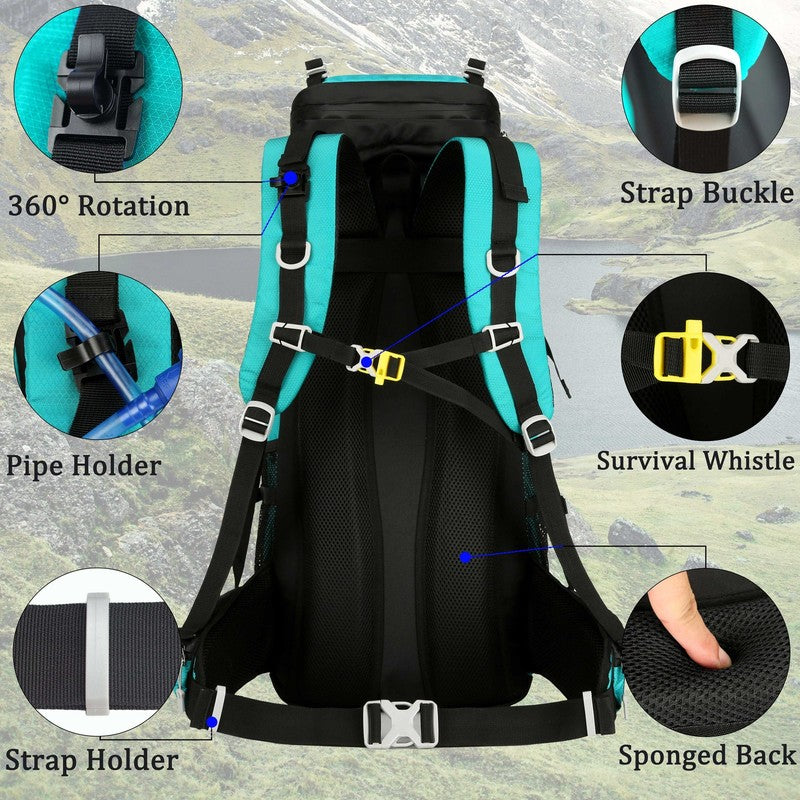 60L Travel Hiking Camping Backpack with Rain Cover, Backpack Water Resistant,Cli3