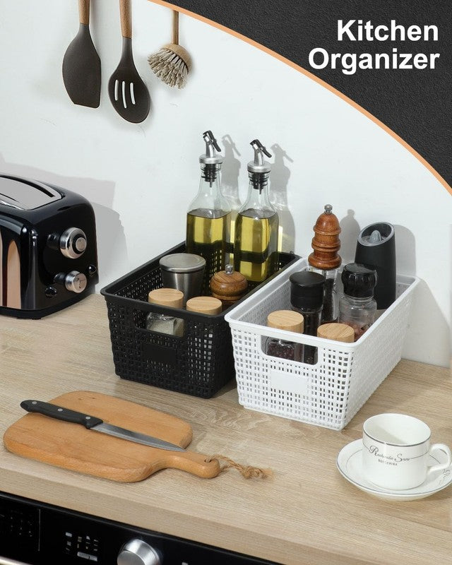 6-Pack Storage Baskets, Plastic Organizer Bins for Closet, Desk, Shelves3