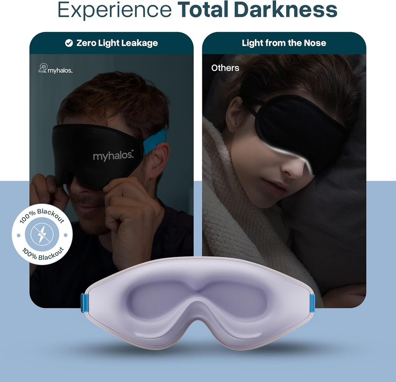 3D Blackout Sleep Mask Memory Foam Eye Mask for Side Sleepers Lavender3