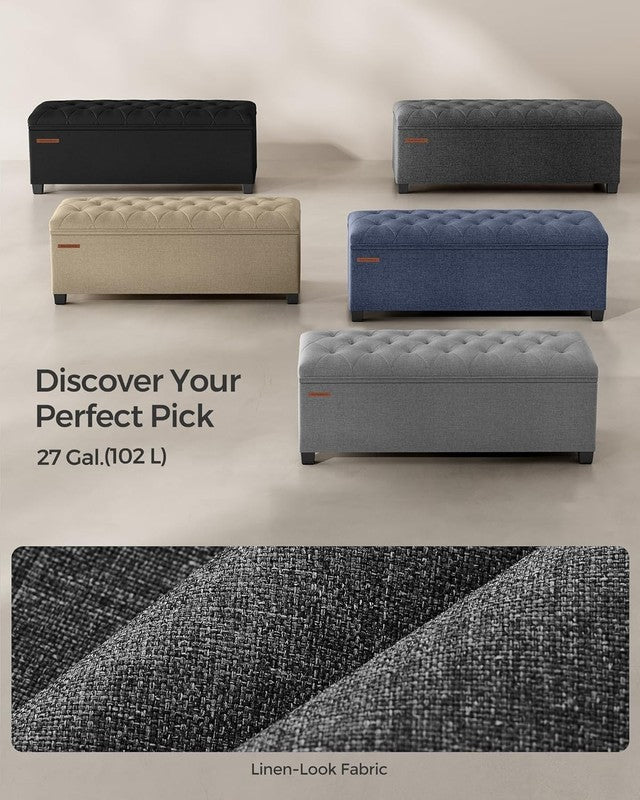 Storage Ottoman Bench Foot Rest Chest 43.3'' Bedroom Living Room Dark Gray5