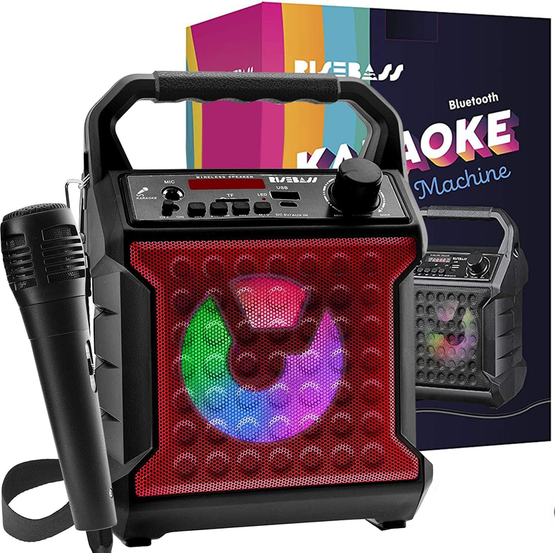 Portable Karaoke Machine w/ Mic Party Lights Bluetooth USB SD AUX FM Radio Gift7