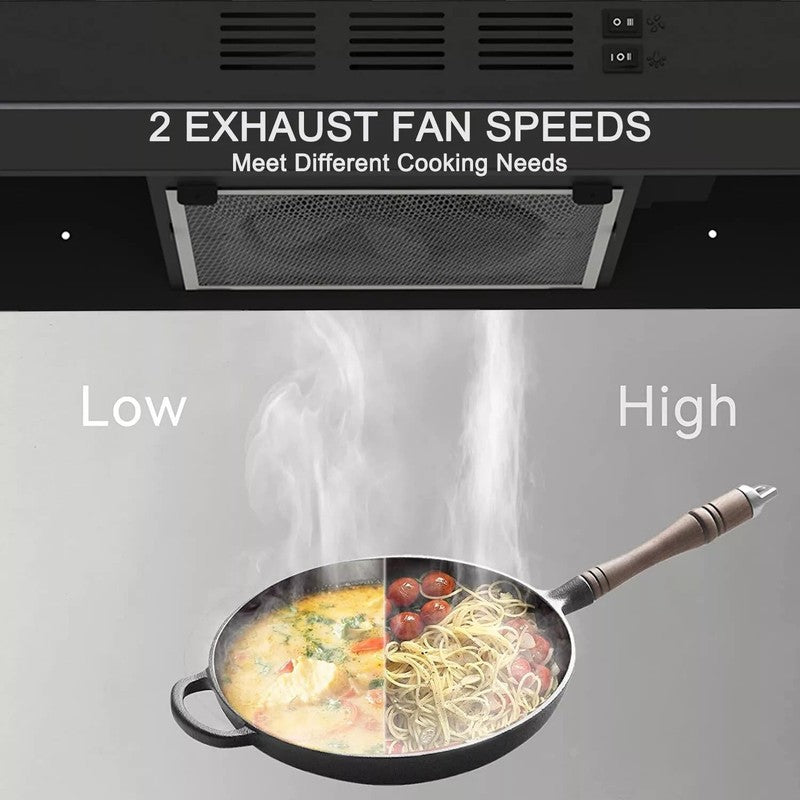 30" Under Cabinet Range Hood Black 230CFM LED Convertible Kitchen Vent7