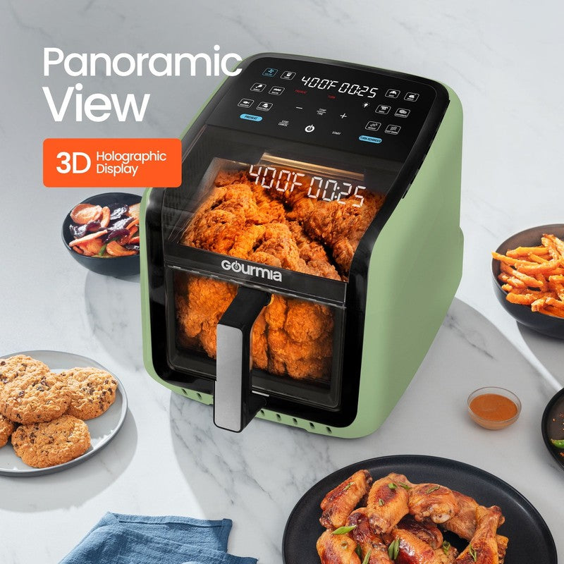 7QT Digital Air Fryer Panoramic View Window 12 Preset Touch Screen Cooker Green1