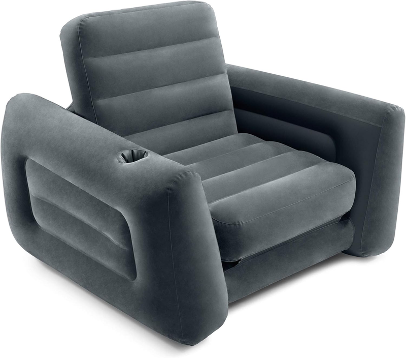 66551EP Inflatable Pull-Out Chair: Built-In Cupholder – Velvety Surface – 2-In-10
