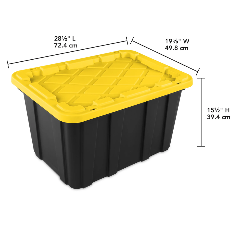 Large Storage Bin, 27 Gallon Durable Plastic Storage Tote with Snap On Lid, Blac1