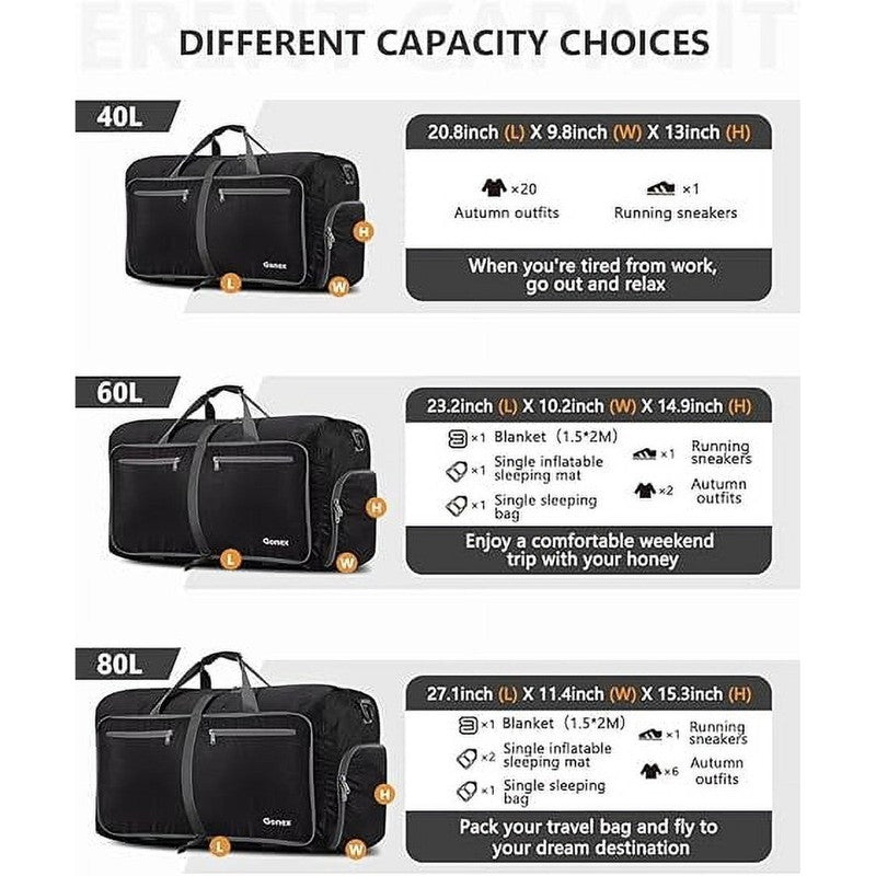 20" Travel Duffle Bag for Men, 40L Foldable Travel Duffel Bag with Shoes Compart1