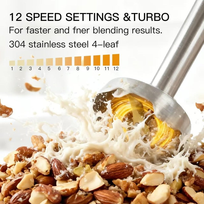 Stainless Steel Titanium Reinforced 3 In 1 Immersion Hand Blender, Powerful with2