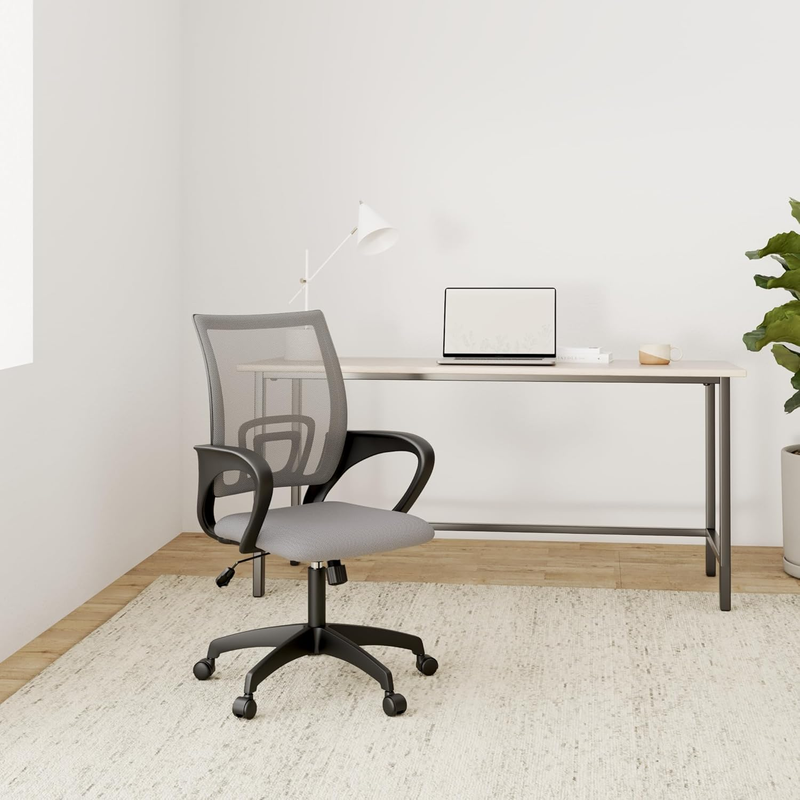 | Ergonomic Office Chair | Mid-Back Swivel Desk Chair | Breathable Backrest & Lu1