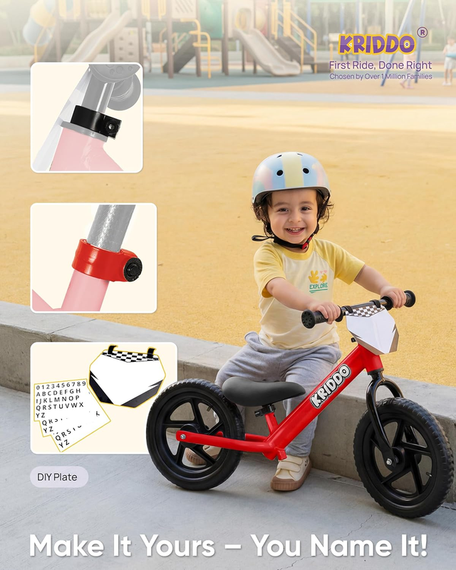 Toddler Balance Bike 12 Inch 18M-5Y Push Bike Custom Plate Red Kids3