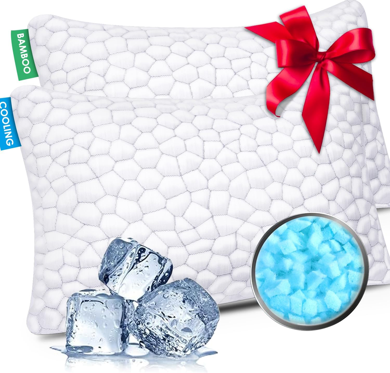 Cooling Pillows Queen Set of 2, Shredded Memory Foam, Adjustable Firm Pillow0