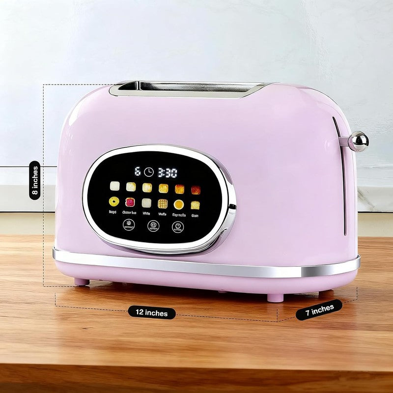 Smart Touch Screen 2 Slice Toaster Retro Stainless Steel 6 Bread Settings Purple7