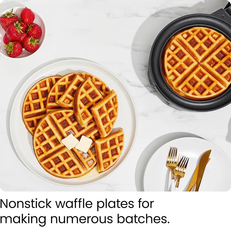 Anti-Overflow Belgian Waffle Maker Nonstick Iron Temp Control Black4