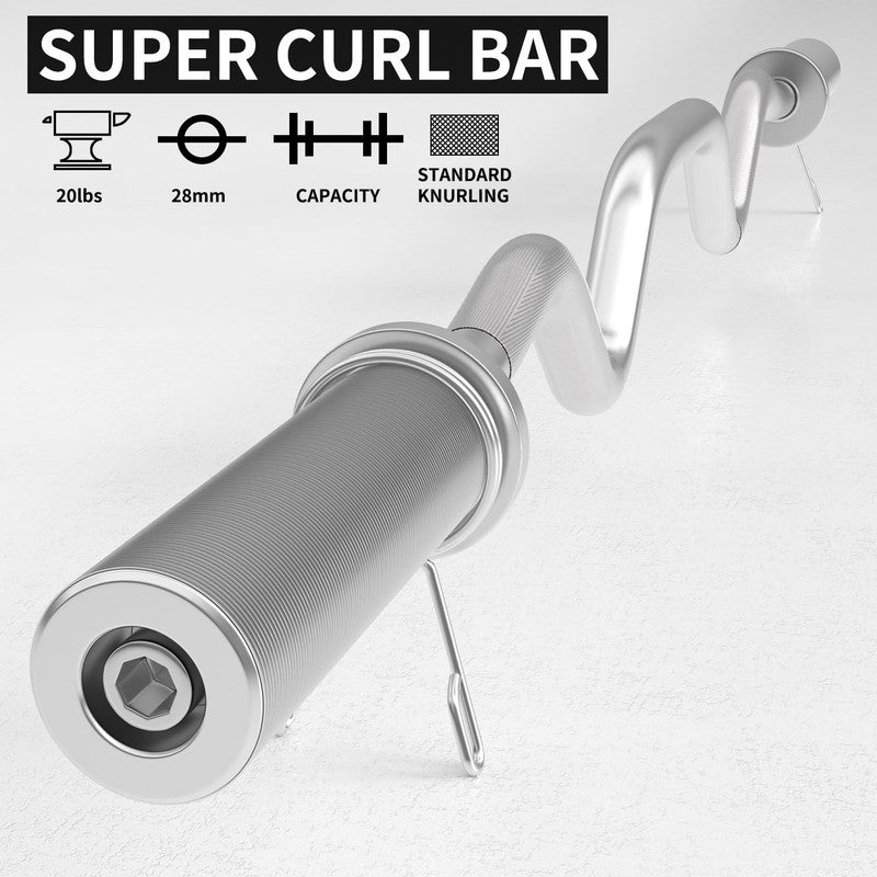 48" EZ Curl Barbell   Chrome Weightlifting Bar, 440lb Capacity, Silver Finish3