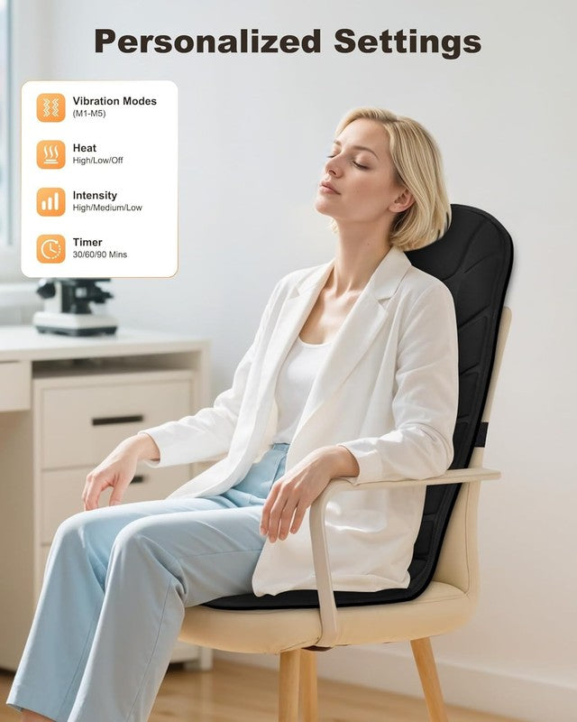 Back Massager Seat Cushion w/ Heat 10 Motors 5 Modes Timer Chair Pad2