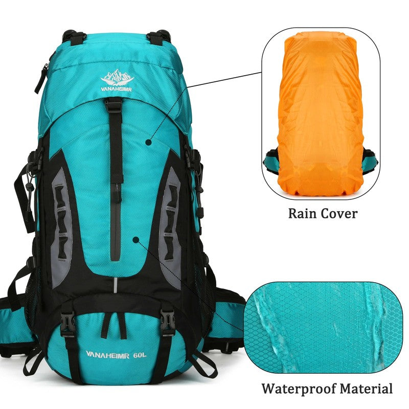60L Travel Hiking Camping Backpack with Rain Cover,Backpack Water Resistant,Trav5