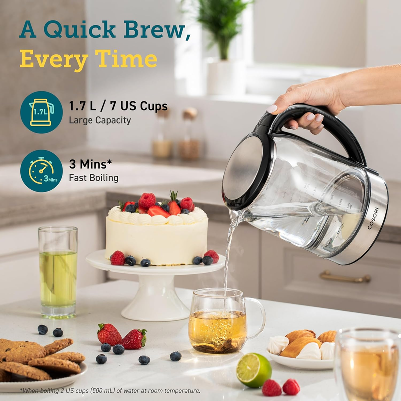 1.7L Electric Kettle Temp Control 6 Presets Keep Warm 1500W Black4