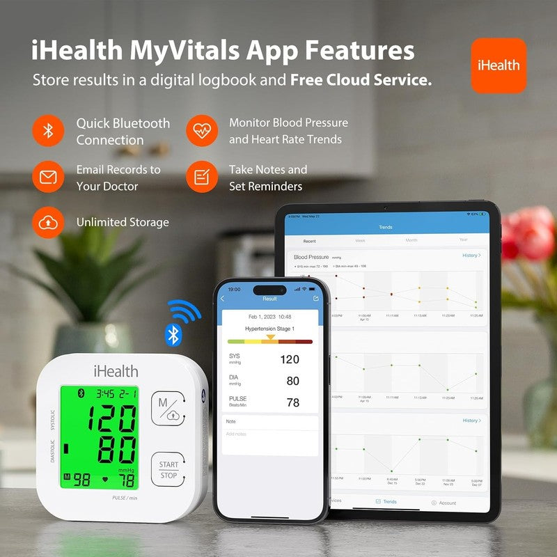 Track Smart Upper Arm Blood Pressure Monitor with Wide Range Cuff That Fits Stan3