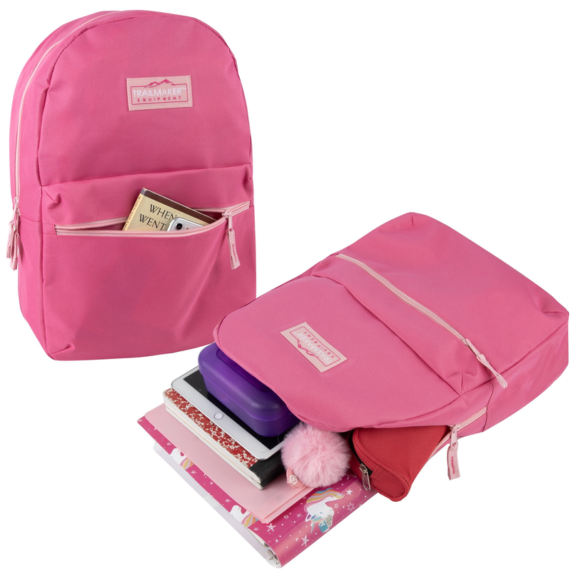 17 Inch Classic Backpack Pink School Travel Work Gym Bookbag1