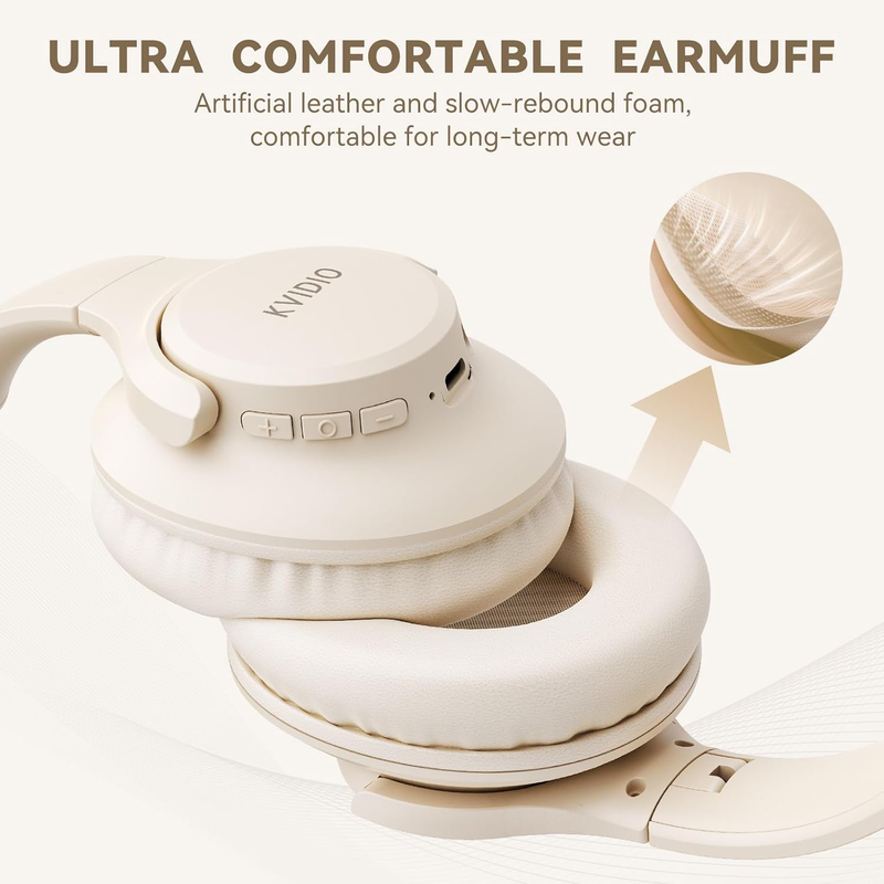 Bluetooth Over Ear Headphones 65H Playtime Wireless Headset Mic Bass6