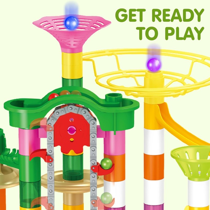 236Pcs Glowing Marble Run w Motor Elevator STEM Building Blocks Toy2