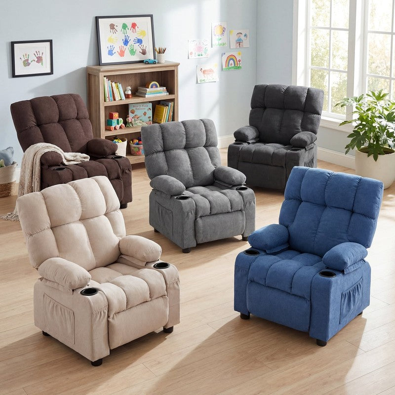 Kids Recliner Chair Push Back Toddler Recliner Children Bedroom Furniture ，Grey10