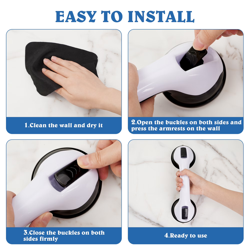 2 Pack Bathroom Grab Bars Shower Safety Handles Elderly Anti Slip Kit5
