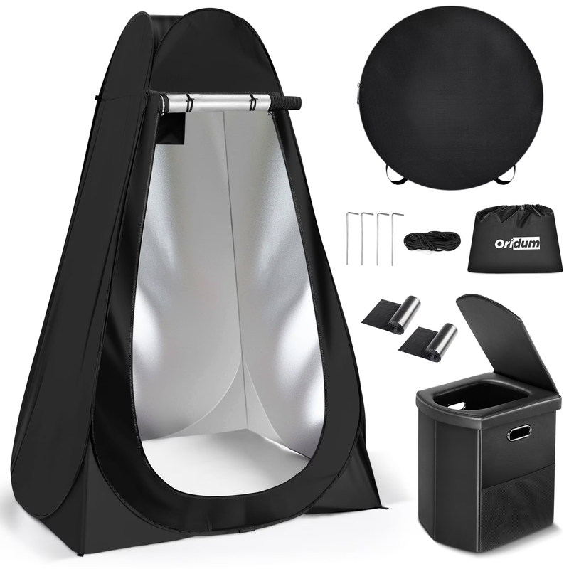 Portable Camping Toilet with Pop-Up Tent – Outdoor Folding Toilet & Shower 0