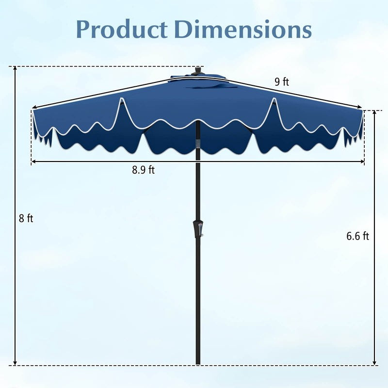 9FT 2-Tier Patio Umbrella – Sun-Protective Market Table Umbrella, Navy2