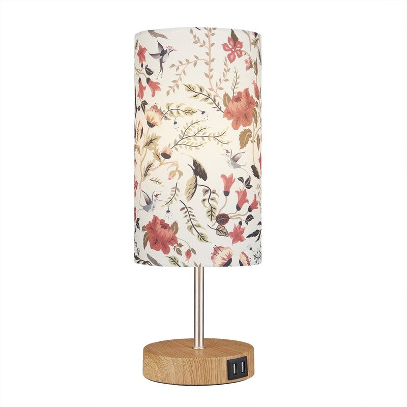 15" Touch Control Table Lamp w/ Dual USB Floral Shade 3 Way Dimmable Bedside8