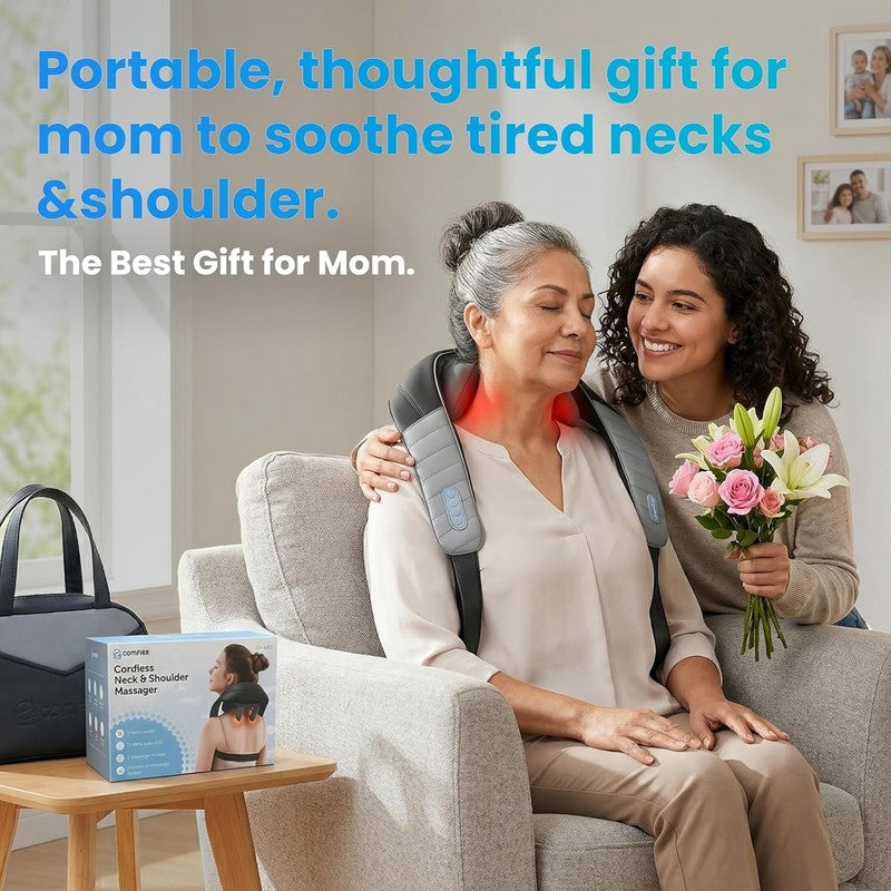 4D Shiatsu Neck Shoulder Massager w/ Heat Cordless Pain Relief w/ Bag1
