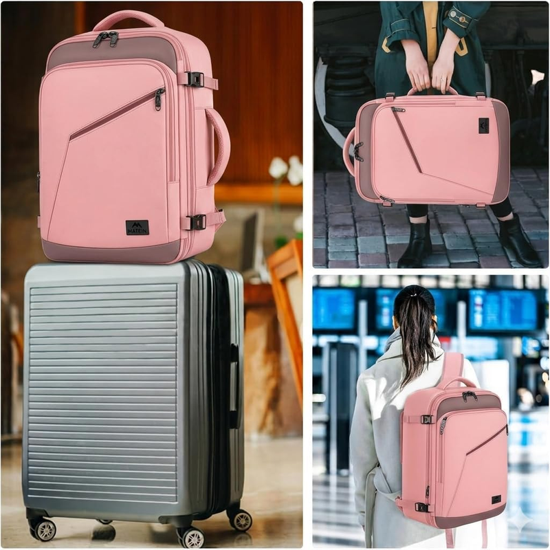 Pink 40L Carry On Backpack Women Water Resistant Travel Bag6
