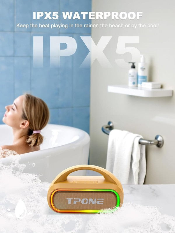 30W Bluetooth Speaker, IPX5 Waterproof, 12H Playtime, TWS, Light, Peach Fuzz3