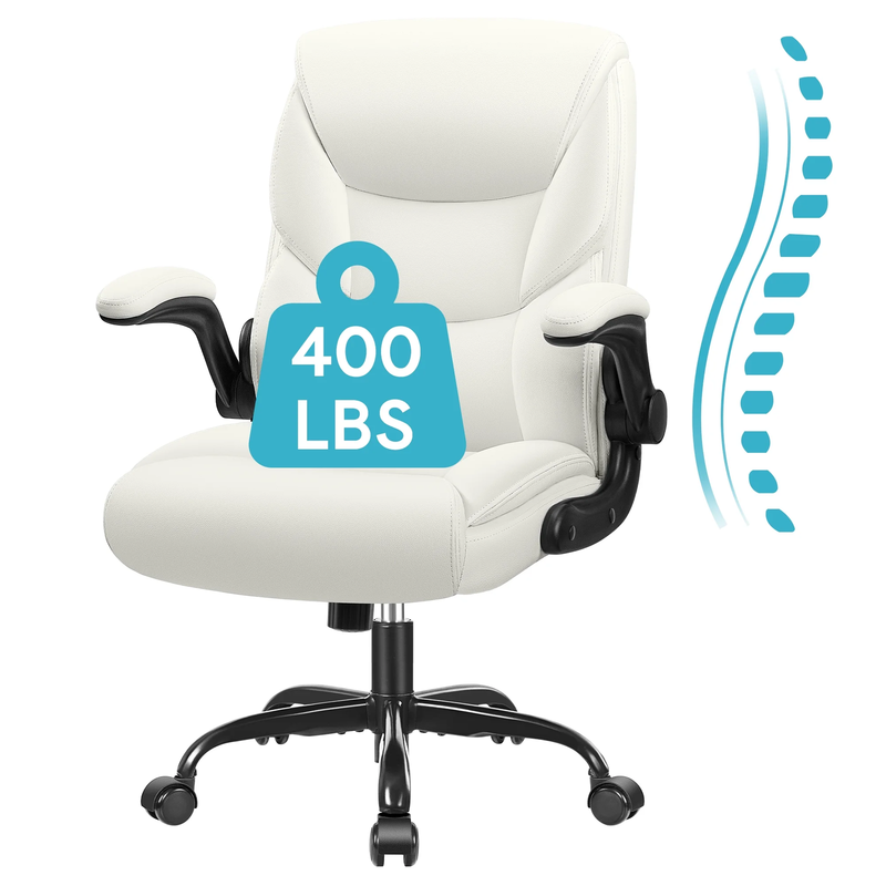 Leather Computer Office Chair 400LB Capacity High Back White0