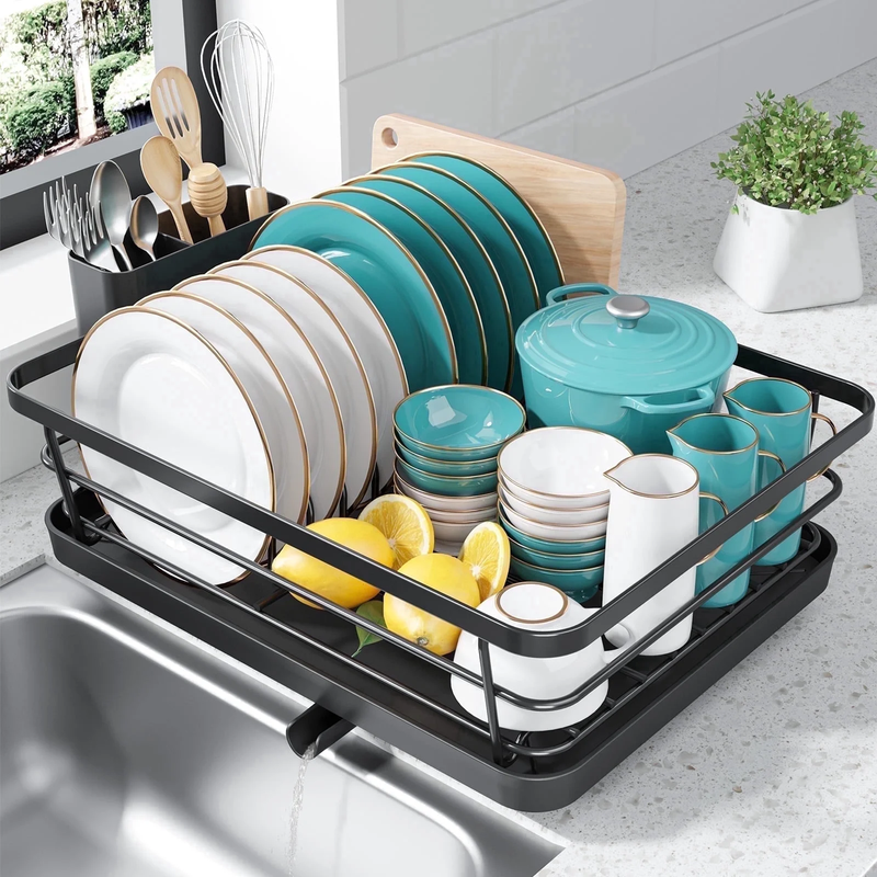 Compact Dish Drying Rack for Kitchen Counter 15x12x5 Inch Black10
