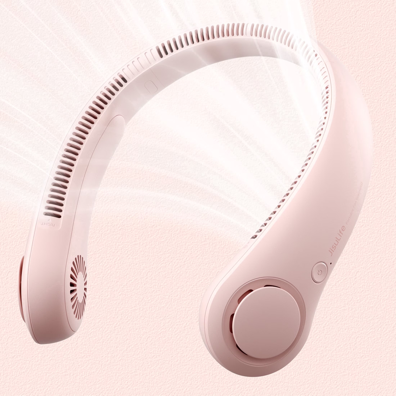 Portable Neck Fan Bladeless Wearable Hands Free 5 Speed 16H Pink0