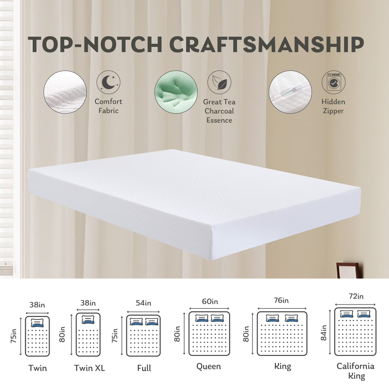 Ego White 10in Twin XL Memory Foam Mattress Medium Firm Bed in a Box8