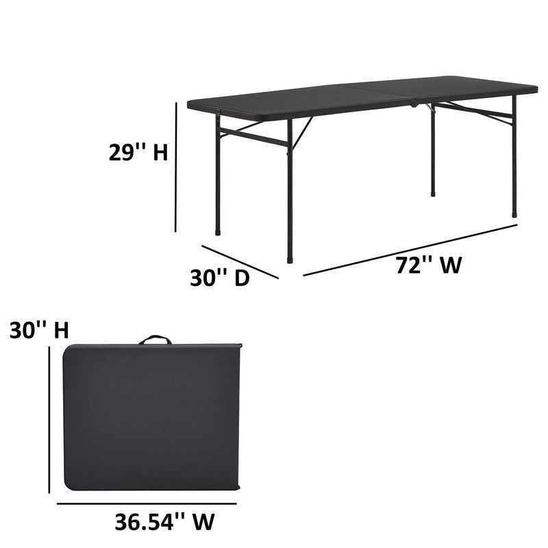 6 Foot Bi Fold Plastic Folding Table Black2