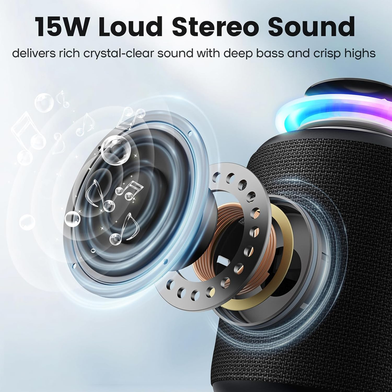 Wireless Bluetooth Speaker IP67 Waterproof 15W Stereo LED Portable Speaker1