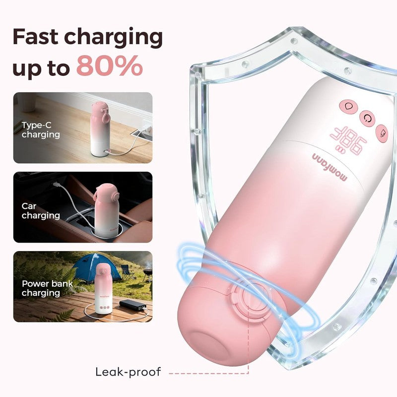 Portable Baby Bottle Warmer Dual Heat Breastmilk Water 12oz Pink8