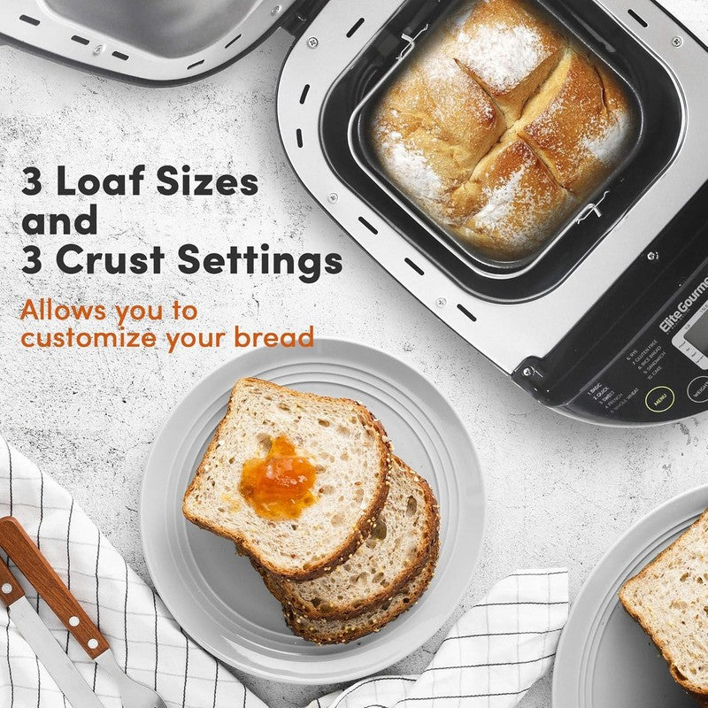 Bread Maker 2LB Black 3 Loaf Sizes 19 Menus Gluten Free3